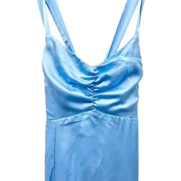 Show Me Your MuMu Blue Backless Wrap Midi Dress - Picture 4 of 7